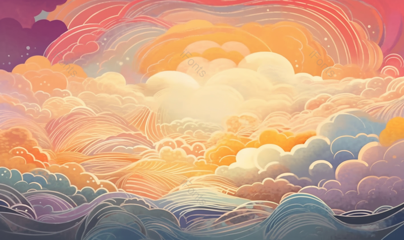 古风唯美阳光透过云朵云层渐变色祥云云纹水纹插画,插画/手绘图,插画/手绘图库,插画/手绘图下载,插画/手绘